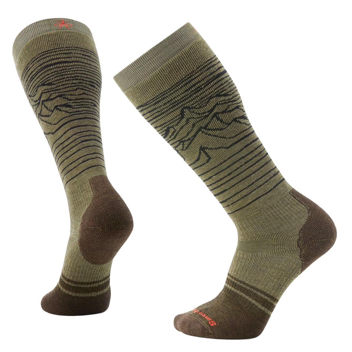 Smartwool Snowboard Full Cushion Lguchi Pattern OTC Sock in Winter Moss